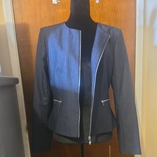 Dark Gray Dark Grey Calvin Klein Cropped Blazer with Great Zippers Size 6