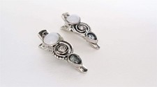Set of 2 small white stone gray crystal metal alligator hair claw clip for