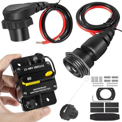 MKR-27 60 AMP Circuit Breaker 1865115 & Trolling Motor Plug for Minn Kota 12-48V