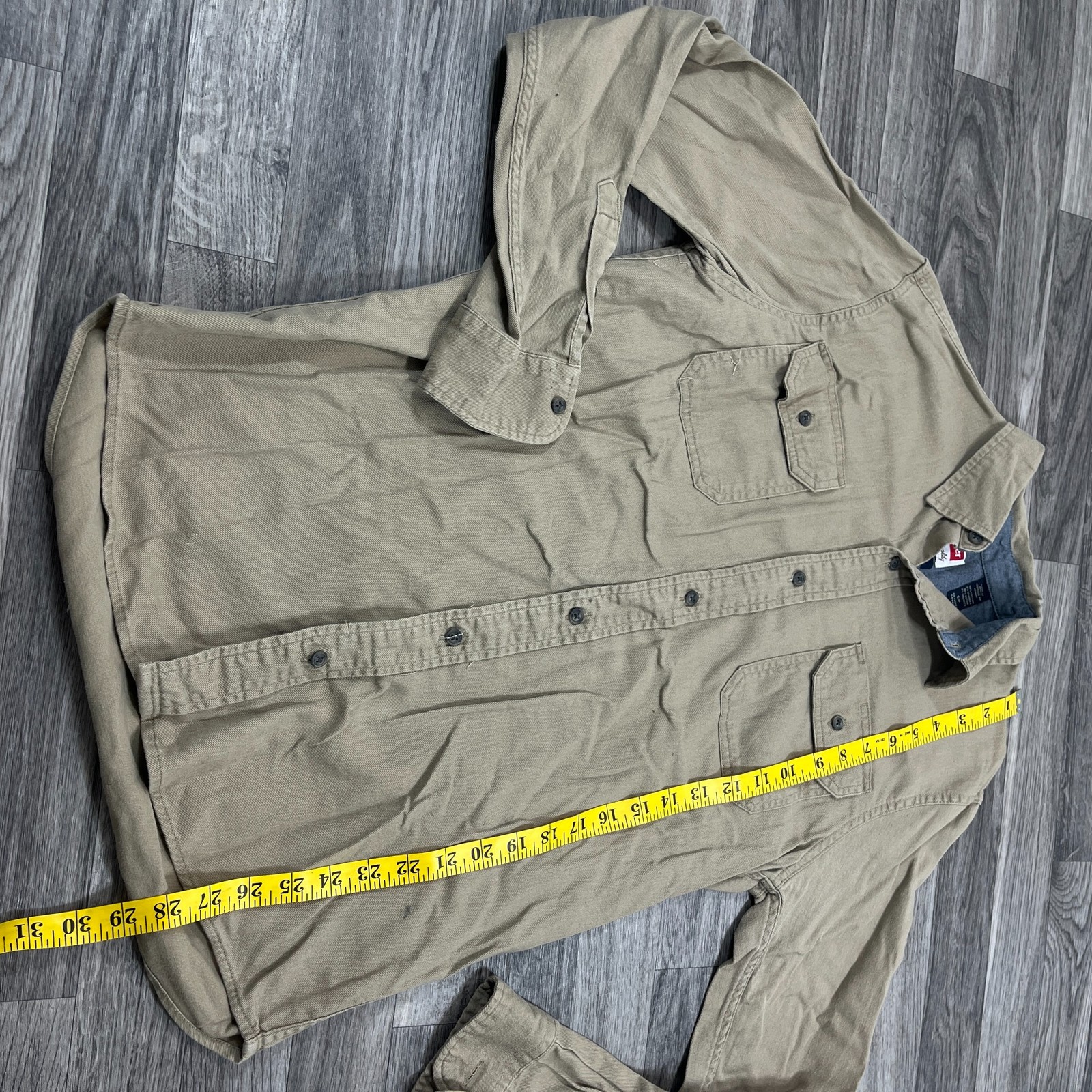 WRANGLER Button Down Collared Long Sleeve Tan Cas… - image 6