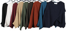 New Oversized Ladies Italian Warm Scoop Neck Dip Front Crossover Wrap Jumper