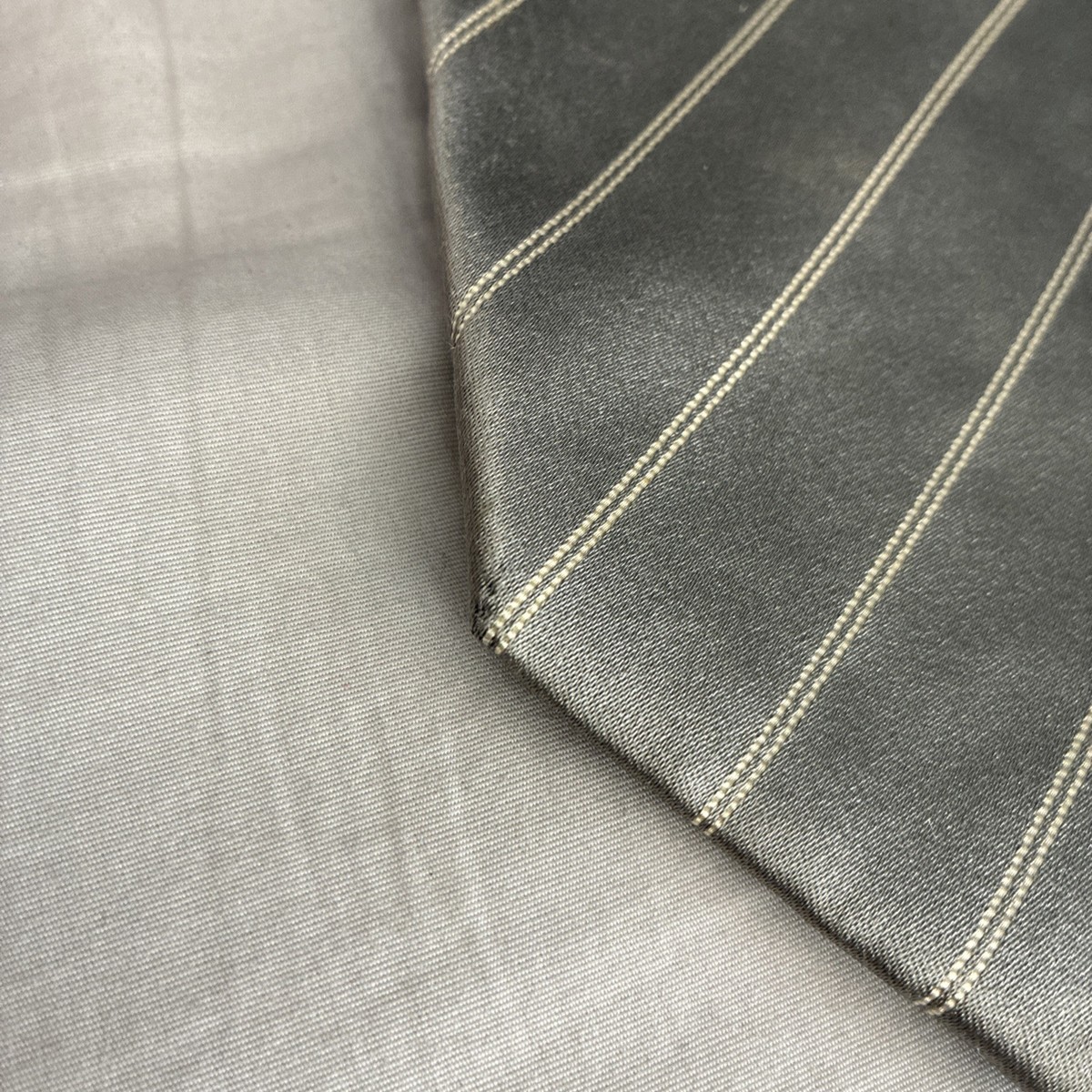 Vintage Michael J. Drake For Beams Japan Satin Silk Grey Striped