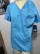 Cherokee Women's Workwear Revolution V-Neck Scrub Top WW610 Caribbean Blue L