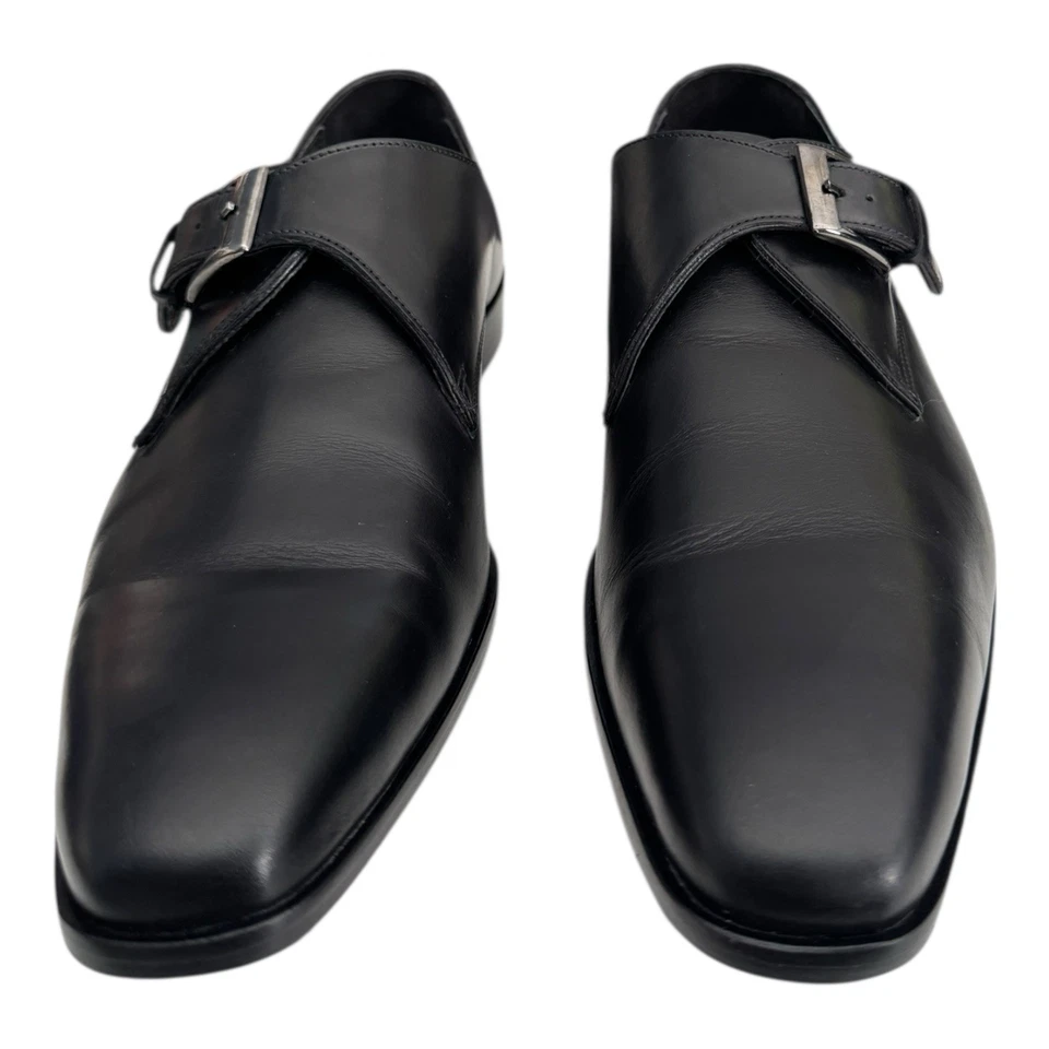 Massimo Matteo Tuscany Single Monk Black Men’s 9M All Leather Dress Shoes - Image 3 of 4