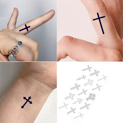 Durable Waterproof Temporary Tattoos, Featuring Cross Patterns, Tatoos Stickers