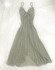 Rare VTG Victoria's Secret Sage Green Fairy Gown Chiffon Mesh Embroidery Medium