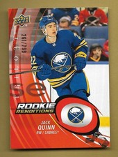 JACK QUINN 2022-23 UPPER DECK TRILOGY SP ROOKIE RC CARD #'D /799 NHL SABRES. rookie card picture