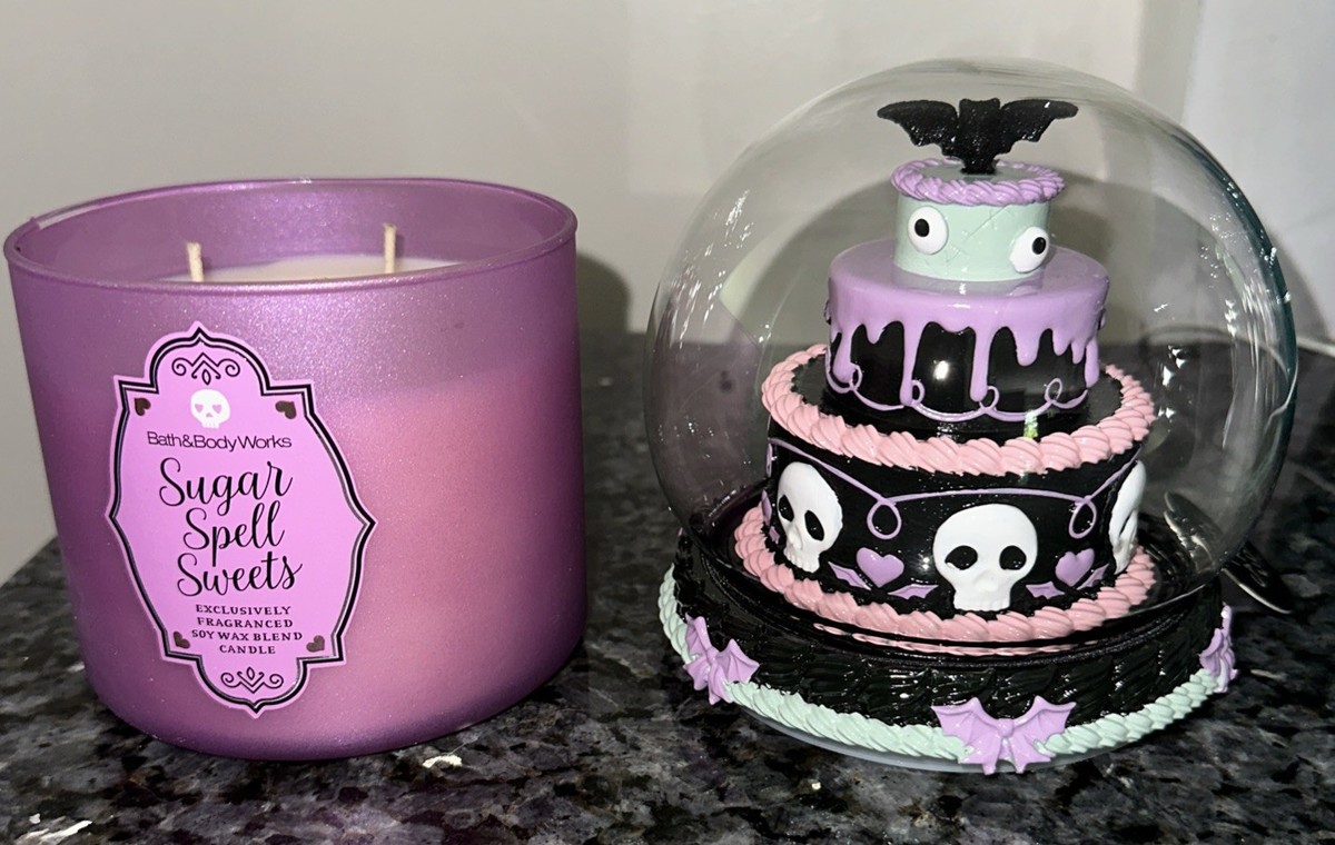 2025 Bath&Body Works Halloween Cake Sugar Spell Glass Lid 3 Wick