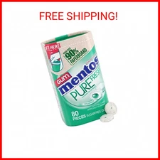 Mentos Pure Fresh Sugar-Free Chewing Gum w/ Xylitol Spearmint (80 Pieces) in a r