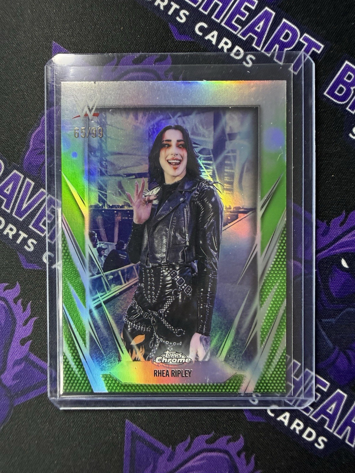 2026 Topps Chrome WWE Rhea Ripley Green Refractor #65/99