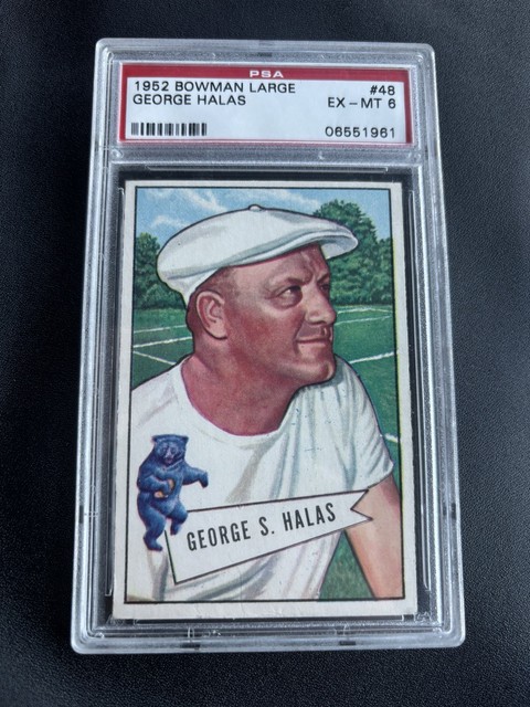 1952 Bowman Large #48 George Halas Bears RC HOF COACH Illinois PSA 6 EX-MT