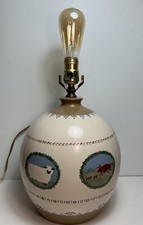 Vintage Retired Nicholas Mosse Irish Pottery Landscape Assorted Animals Lamp 8&rdquo;