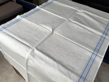 Altes helles Leinen Mangel/Rolltuch mit hellblauer Webkante ca: 240/66 cm