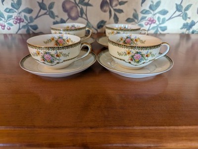 4-ANTIQUE NORITAKE AMARILLO CUP AND SAUCER SETS 