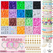 Clay Beads Bracelet Making Kit Toys for Girls Kids Charms Kit 18 Colors Friendsh