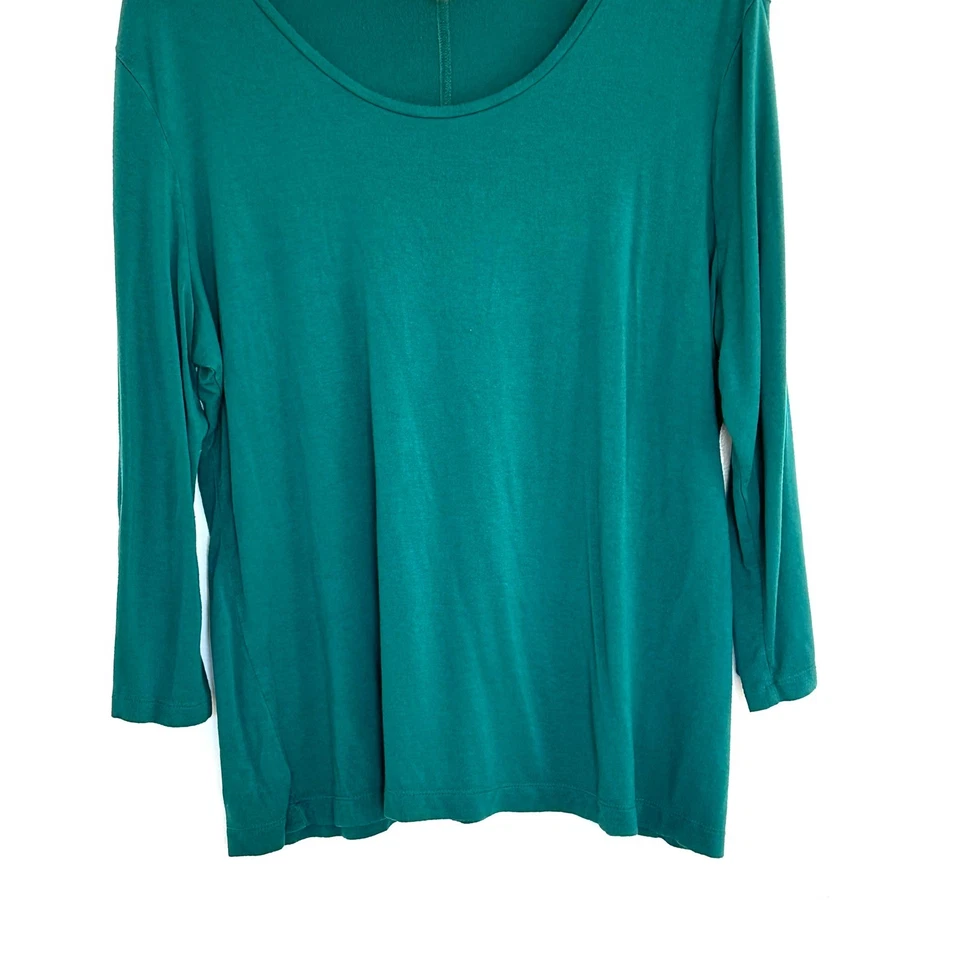 Camisa para mujer Cato XL verde azulado cuello redondo manga 3/4 pulóver top ligero Foto 4 de 4