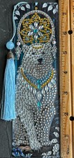 Handcrafted Diamond Art Design Bookmark With Tassel Thin Plastic