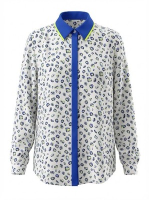  Peace Bird  Ladies Diamonds & Gemstones Graphic Button Down Medium / 38