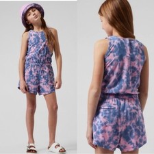 Athleta Girl On The Go Romper Tie Dye Blue Pink Youth Size Large 12