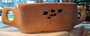 Maxie McConnell Eades-Unique Hand Turned Double Handled Wooden Fruit Bowl signed