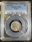🦬 Buffalo Nickel 1913-D Type2 PCGS VF35