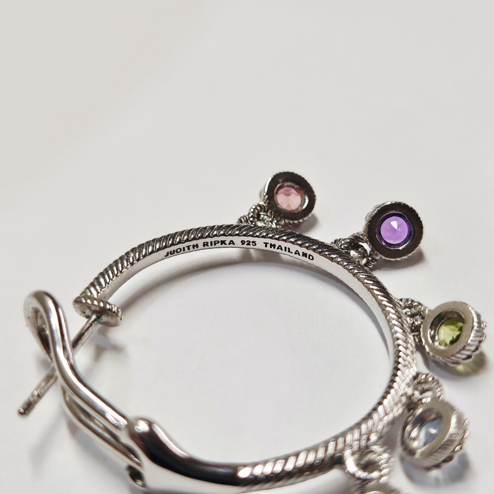 Retired Judith Ripka Multi Gemstone Dangles Sterl… - image 7