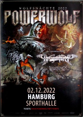 POWERWOLF - 2022 - Concert - Dragonforce - Wolfsnächte Tour - Poster - Hamburg