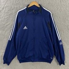 adidas Vintage Soccer Warm Up Jacket Mens XL Full Zip Track Navy Blue 2005