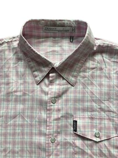 Criquet Shirt Mens Large Pink Pearl Snap Short Sleeve Pocket Casual Western USA