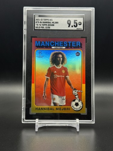 Hannibal Mejbri /50 - 2022 Topps UCL 75-76 Gold Manchester United SGC 9.5