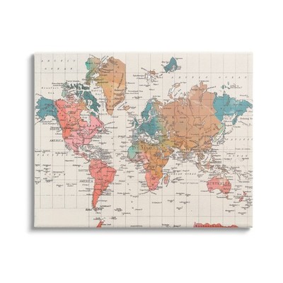 Stupell Industries Detailed Boho World Map Canvas Wall Art, Design by Elizabe...