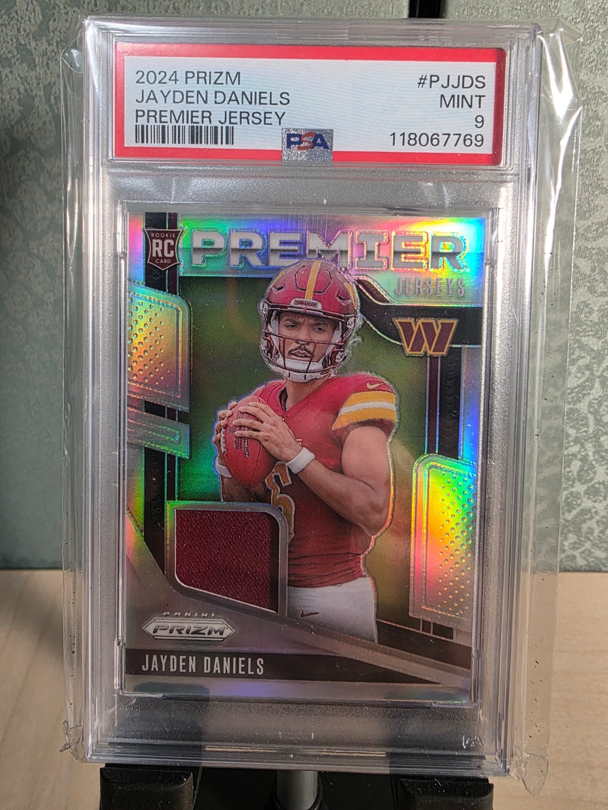 2024 Prizm Jayden Daniels PREMIER JERSEY Silver Prizm ROOKIE RC PSA 9 MINT
