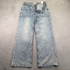 We The Free Palmer Cuffed Baggy Jeans Womens 28 Blue Acid Wash Free People