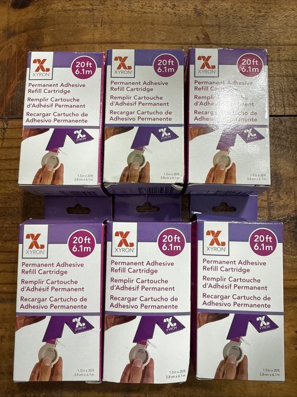 XYRON Create A Sticker Permanent Adhesive Refill Cartridge, 20 ft, Lot of 6 NEW