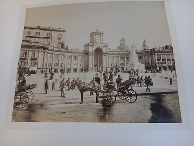 GROSSES ALTES FOTO VON NEAPEL - PLACE DU DANTE - sehr lebendig - Aufl. L.L - 1870/1880 - Sehr guter Zustand