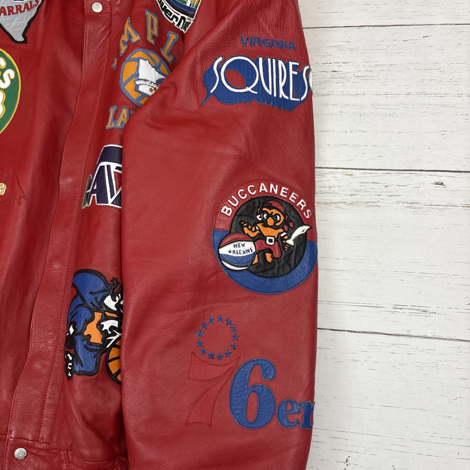 Jeff Hamilton Jacket NBA ABA Throwback Logos Red … - image 3