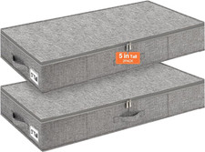 5 Inch High Sturdy Low Profile under Bed Storage, 2 Pack, Grey  Shallow Storage