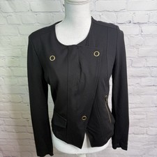 CABI Black Moto Style Ponte Knit Blazer Small