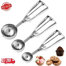 Cookie Scoop,Set of 3 Cookie Dough Scoops for Baking 1 Tbsp,2 Tbsp,3 Tbsp,Stainl