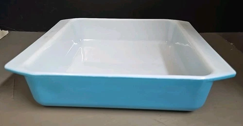 Pyrex Glass Cinderella Blue 922 Square Baking Dish 8x8x2 Brownie Pan Vintage