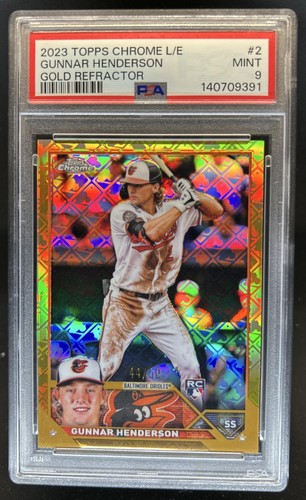 2023 Topps Chrome Logofractor Gunnar Henderson RC Gold Refractor #/50 PSA 9