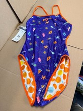 New ARENA WOMEN'S REVERSIBLE SWIMSUIT SUMMER VIBES Mango multi sz 36