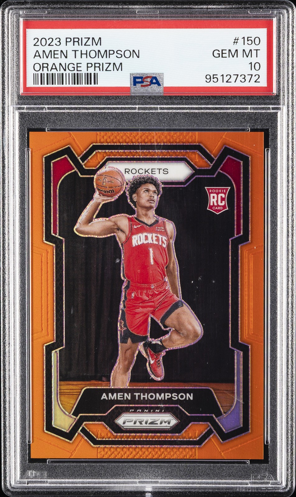 2023 PANINI PRIZM ORANGE PRIZM #150 AMEN THOMPSON 8/49 PSA 10