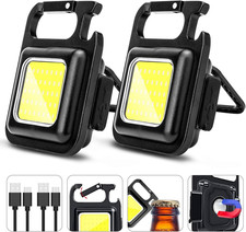 COB Rechargeable Keychain Flashlight 2Pack, High Lumen Super Bright LED Work Lig