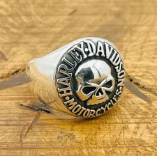 Harley Davidson Skull Ring 925 Sterling Silver Motorcycle Biker Ring All Sizes