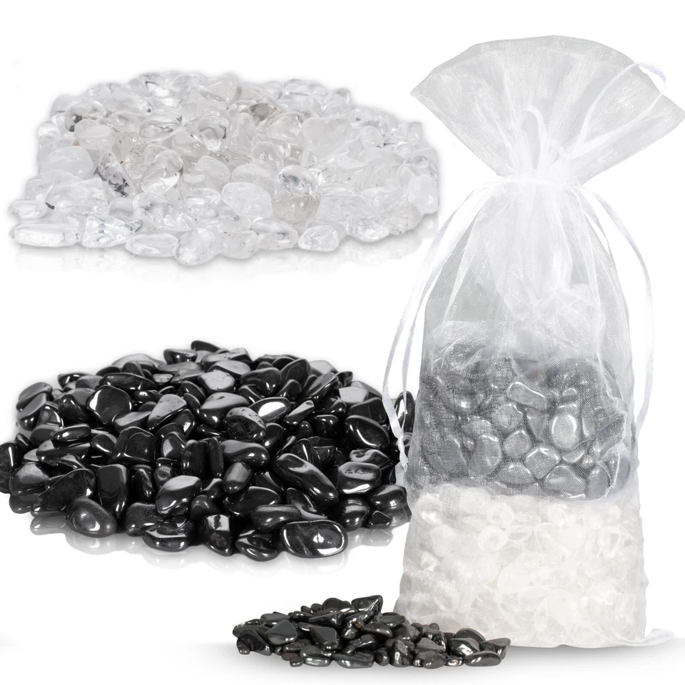 Premium Ladesteine & Entladesteine | Bergkristall & Hämatit Trommelsteine Chips - Bild 2 von 4