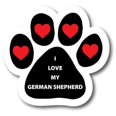 I Love My German Shepherd Pawprint Car Magnet 5'' Paw Print