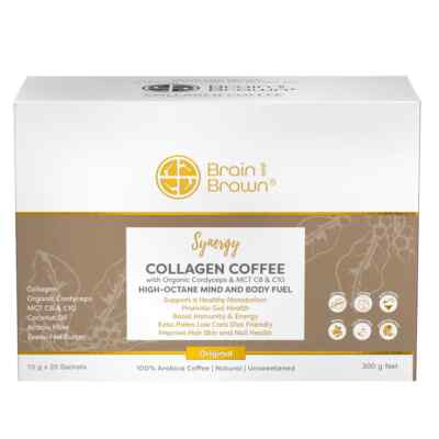 Brain & Brawn Synergy Collagen Coffee 15g x 20 Sachets Cordyceps & MCT C8 & C10