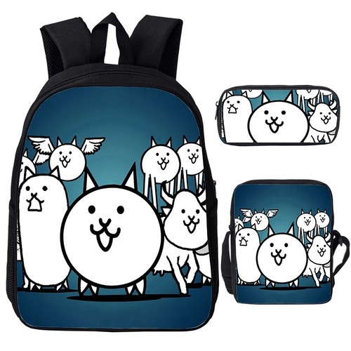 3pcs The Battle Cats Backpack Shoulder Bag Pen Bag School Bags Bookbag Laptop - Picture 9 of 43