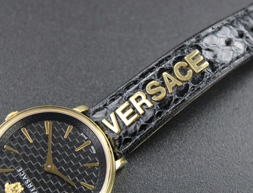 Versace Uhr Damen Armbanduhr Damenuhr gold schwarz Leder Medusa - Bild 10 von 13